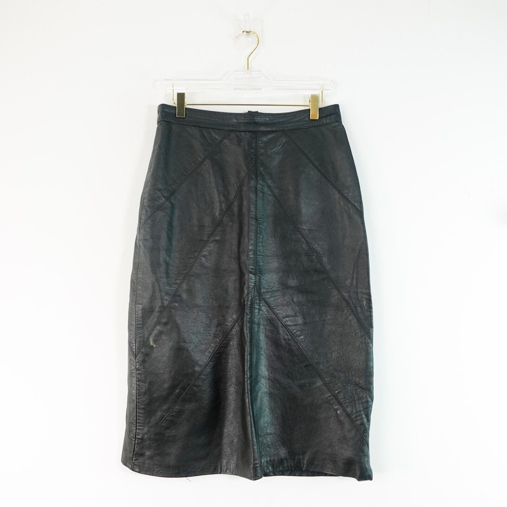 Vintage Y2K Black Genuine Leather Skirt S Italian Quiet Luxury Gothic VERA PELLE